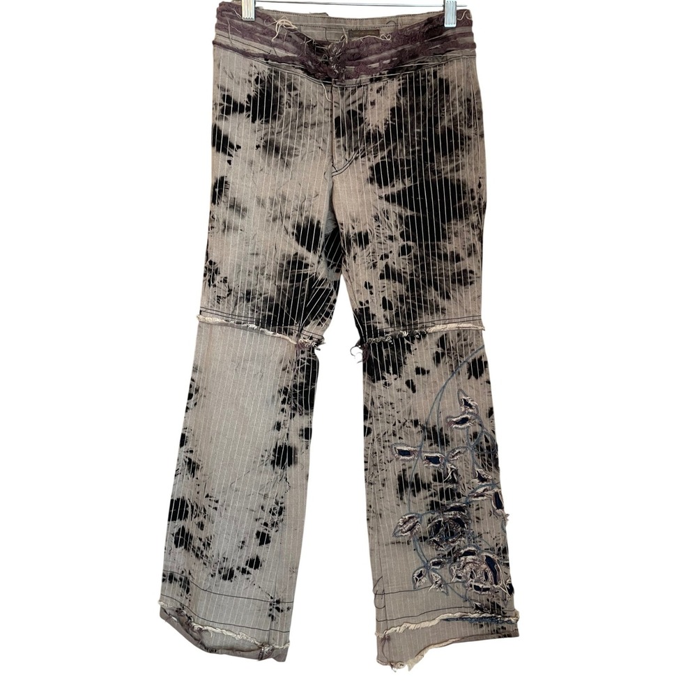 THE BALLROOM Made in Japan OOAK Jeans ‎ 27x31.5 Pinstripe Embellished Bleach Dye